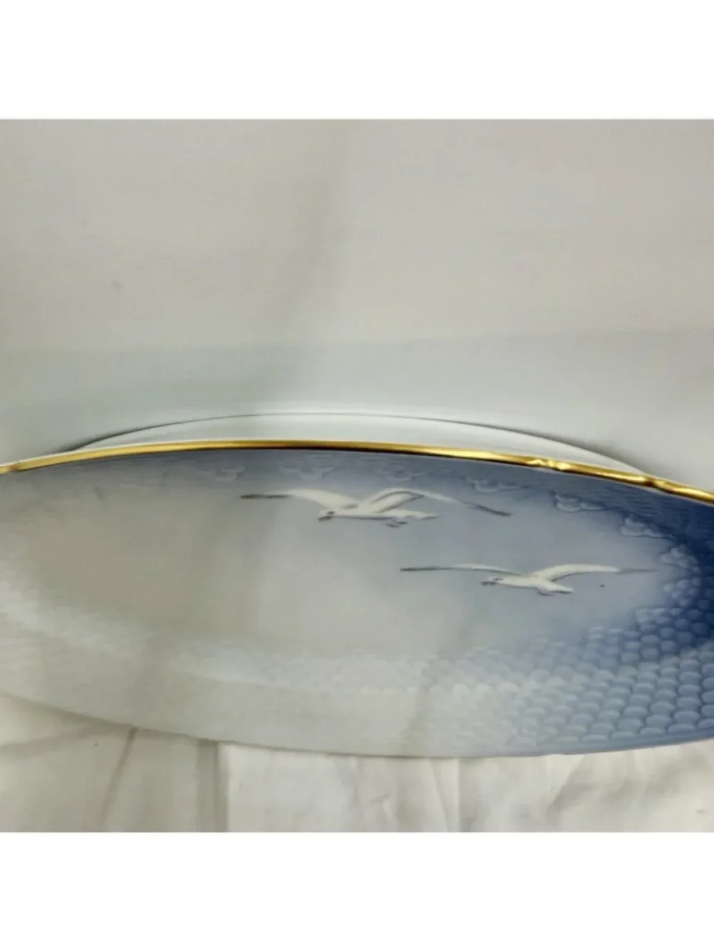 Bing & Grondahl B&G Seagull 16 Oval Serving Platter 13x9 Denmark Blue Gold Trim